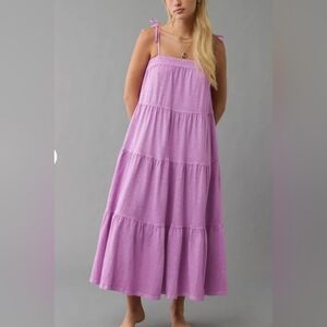 American Eagle Sunchaser Knit Tie Shoulder Boho Maxi Dress